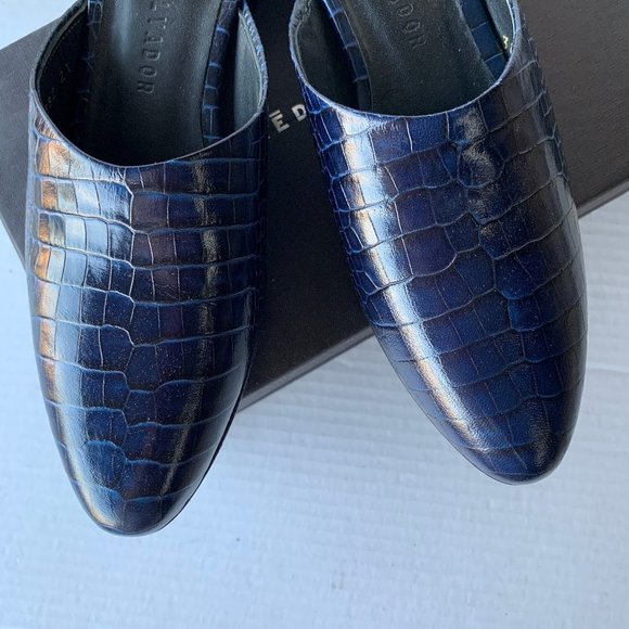 Freda Salvador Lay Croc Embossed Slip On Mules Ink - Picture 3 of 12